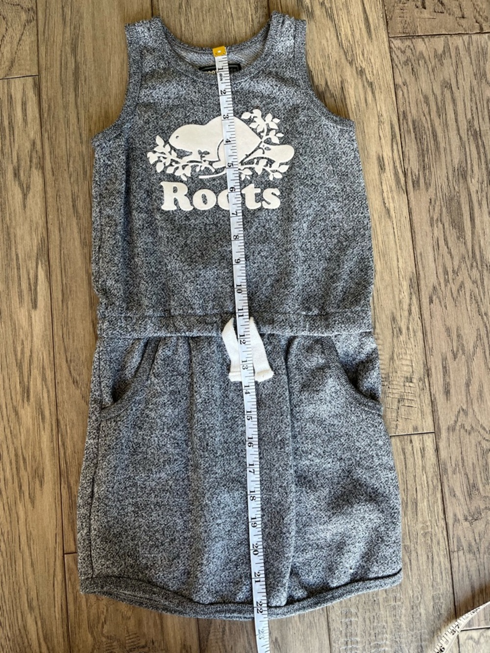 Roots Heather Grey Kids Tank Dress with White Logo - Picture 8 of 8